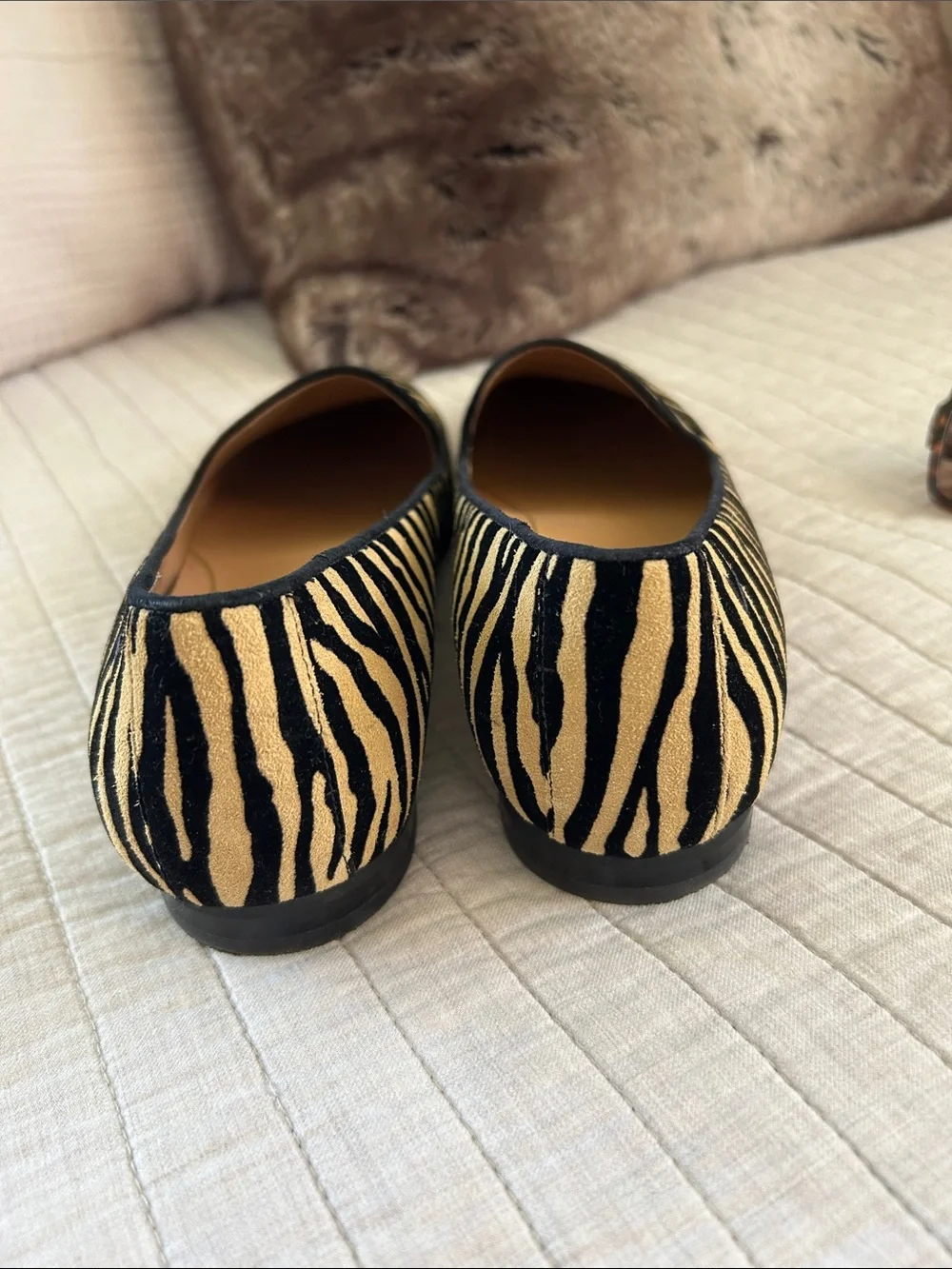 Vionic willa tiger striped classic suede leather loafer comfort flats 8.5
